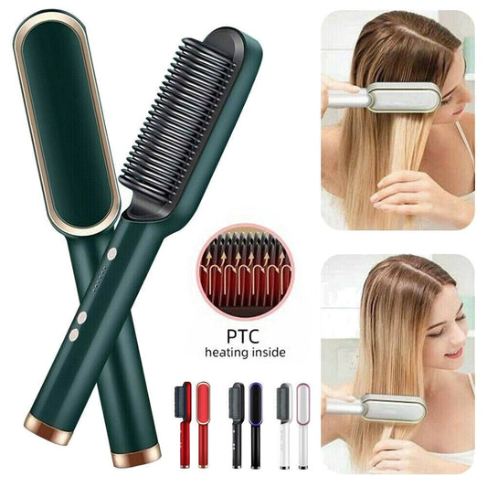 LuxeStyle™ 2-in-1 Ceramic Hair Straightener Brush (Fast Heating)