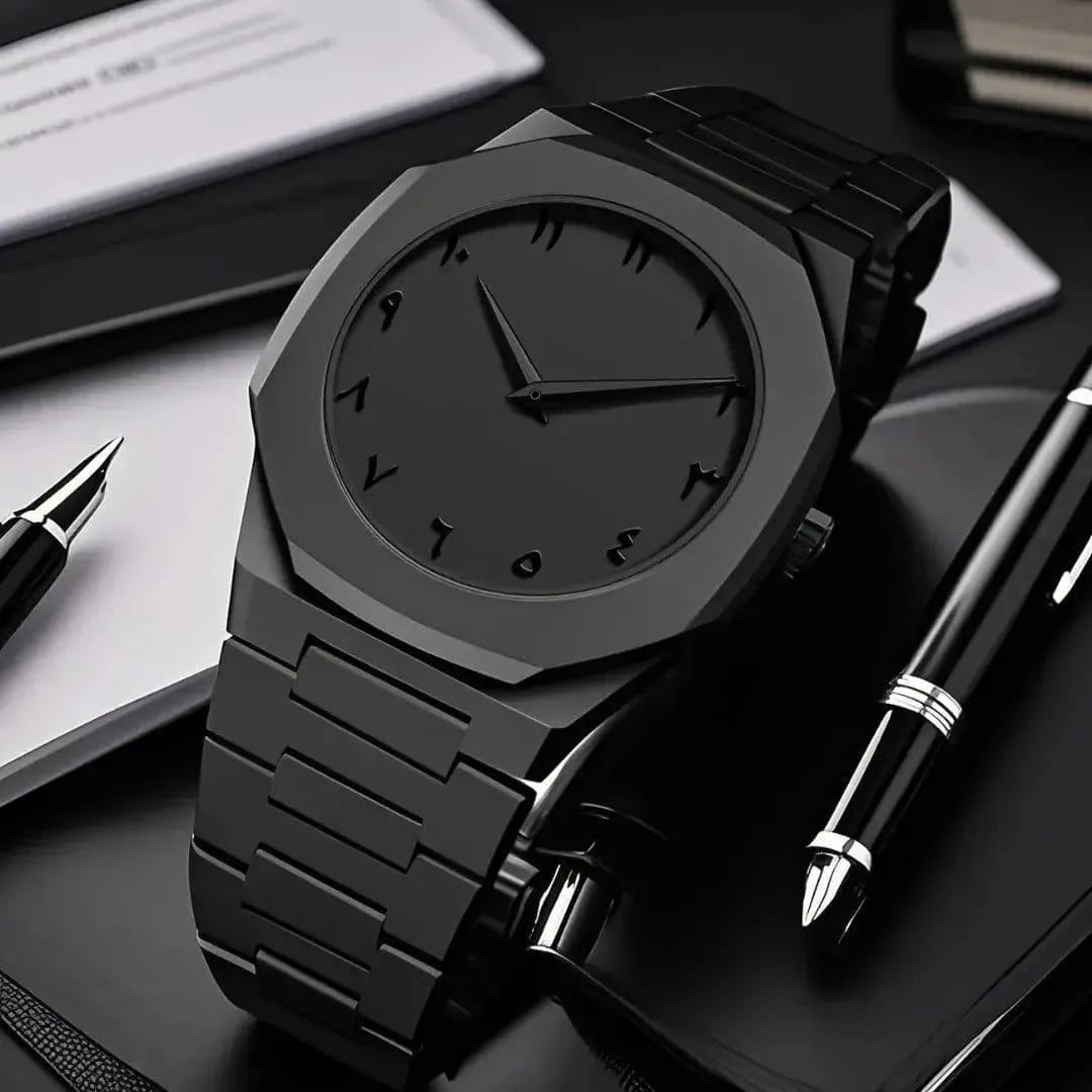 Carbon Aura™ Arabic Dial Watch | Matte Black Edition