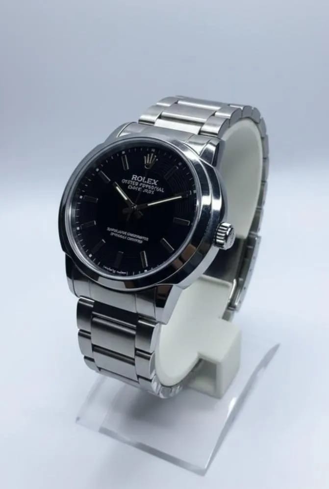 Classic Silver Stainless Steel Watch | Jet Black Dial Edition
